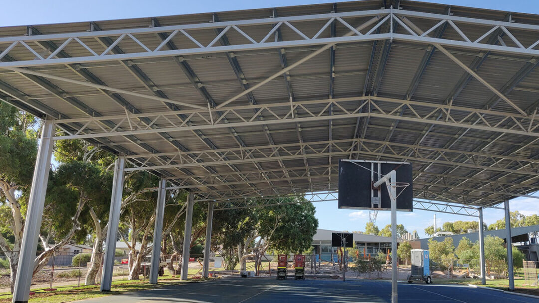 Kalbarri District High School outdoor basketball court shelter installation